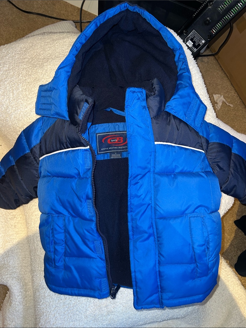 Blue & Navy Kids Puffer Jacket with Hood by Sport B